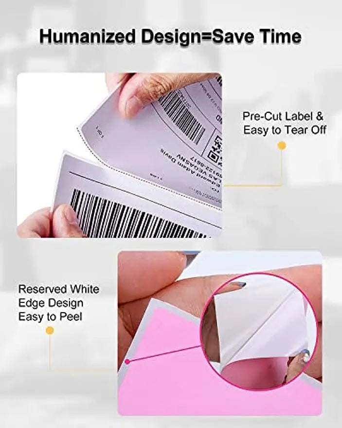 Phomemo 4x6 Thermal Shipping Label Paper – 500 Fanfold Labels, 100x150mm, Compatible with Zebra, Rollo, Phomemo, MUNBYN, Jiose & More