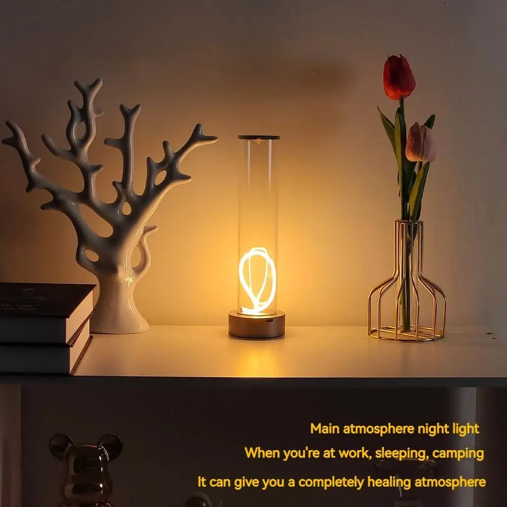 Minimalist Magnetic Touch-Control Desk Lamp – Cordless USB Rechargeable Night Light with 3 Ambient Colors