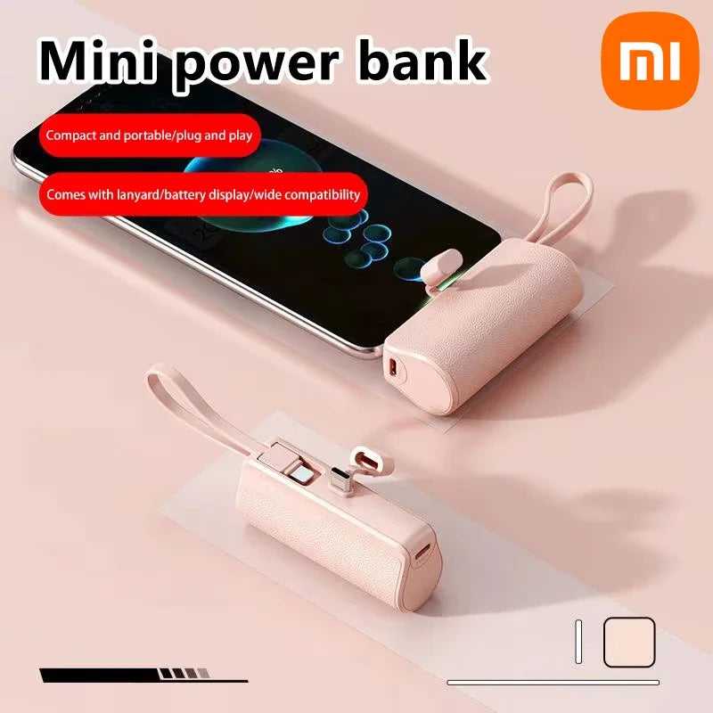 Xiaomi 50000mAh Mini Capsule Power Bank – Fast Charging with Built-in Lanyard, Type-C & Lightning Output