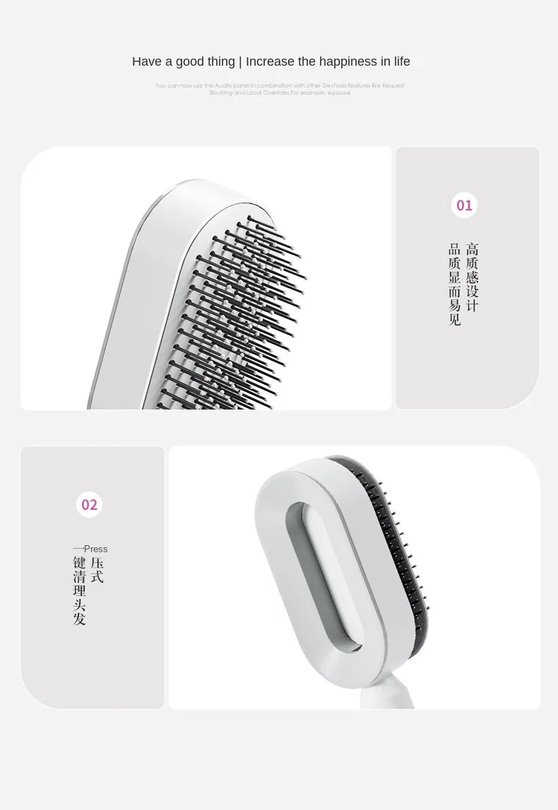 Self Cleaning Hair Brush for Women – One-Key Hair Loss Prevention & Scalp Massage Comb