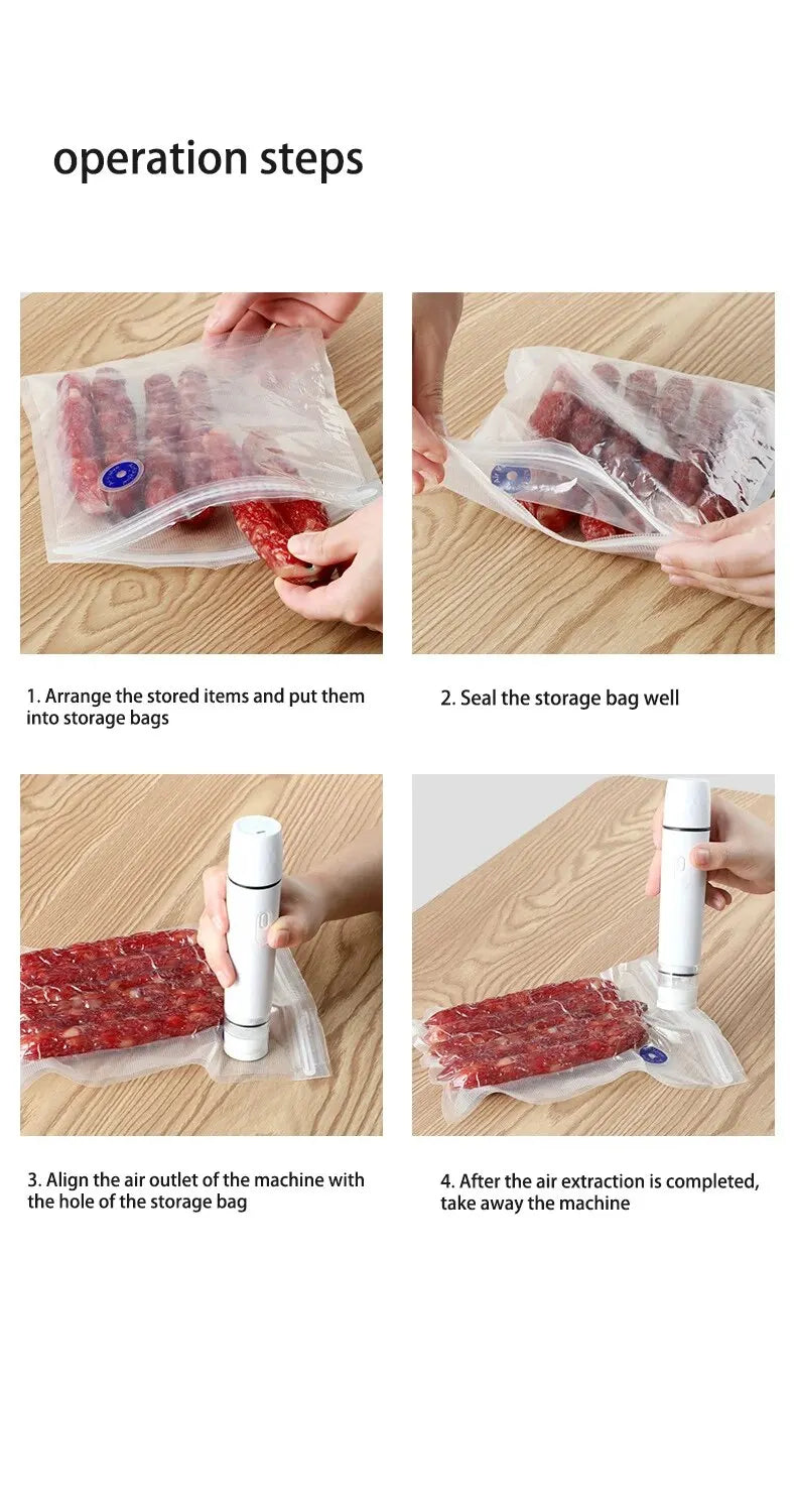 Mini Portable Handheld Vacuum Sealer – USB Rechargeable Food Storage Vacuum Packer Machine
