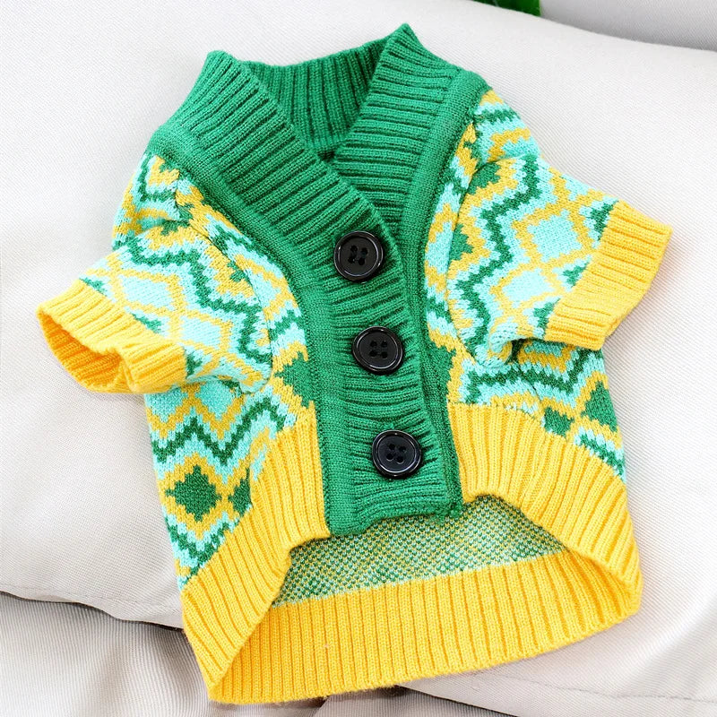 Luxury Knitted Winter Dog Sweater for Small Dogs – Warm Cardigan for Chihuahua & French Bulldog