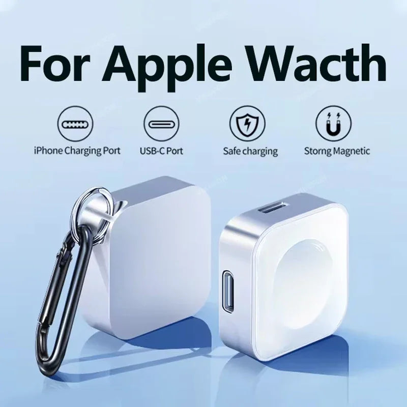 Portable Wireless Charger for Apple Watch - 2 in 1 Type-C & 8 Pin Fast Charging Dock - Compatible with Ultra 49mm & All Series