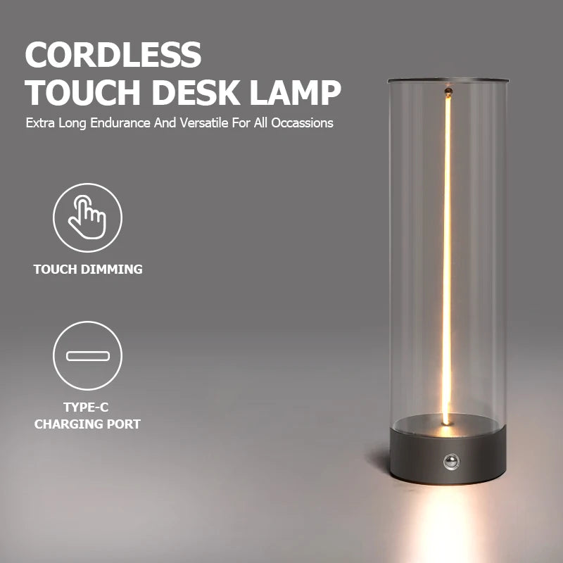 Minimalist Magnetic Touch-Control Desk Lamp – Cordless USB Rechargeable Night Light with 3 Ambient Colors