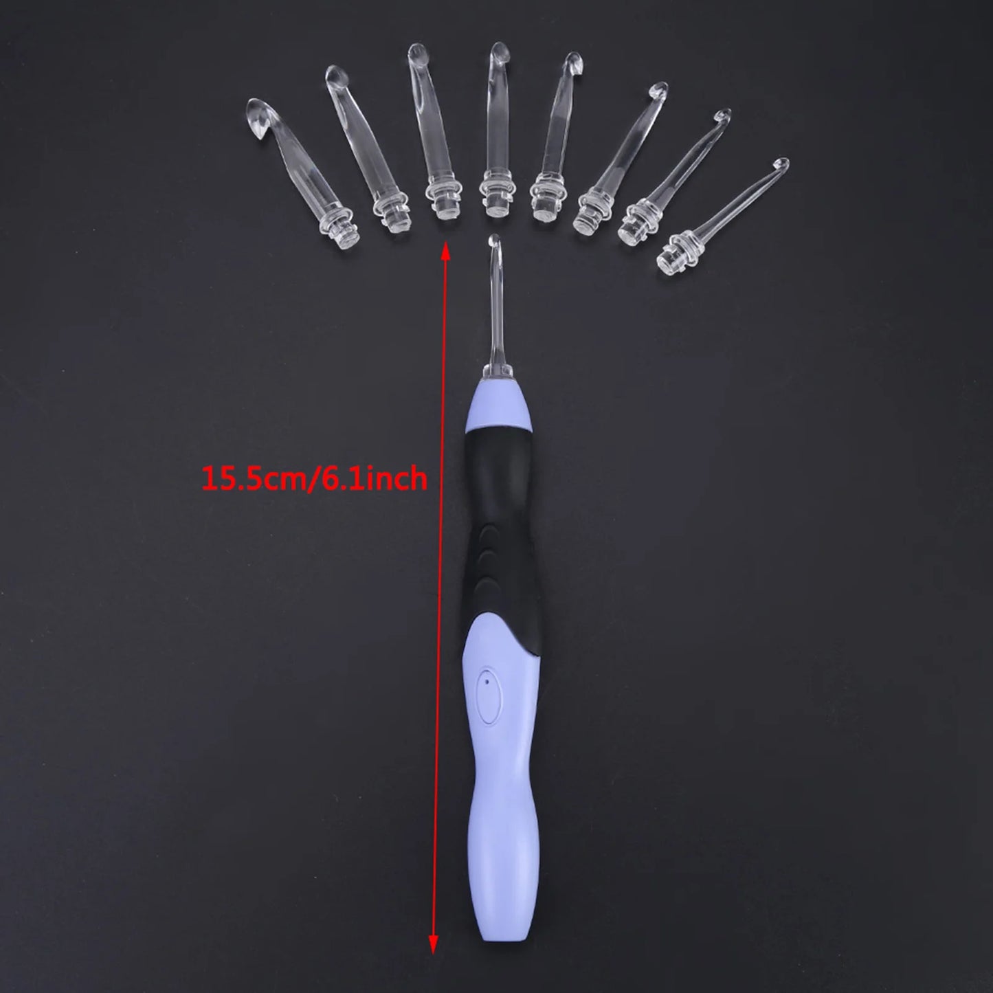 USB Rechargeable LED Crochet Hook Set – 9 Light-Up Hooks (2.5-6.5mm) with Bag, Tips & Charging Cable