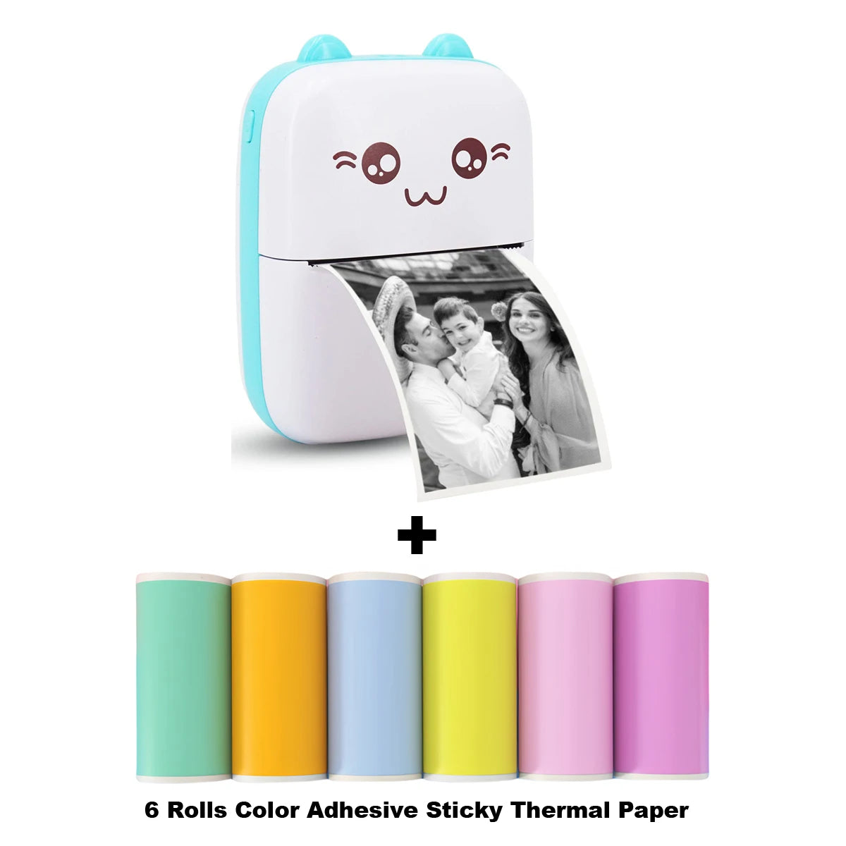 Mini Photo Pocket Printer – Portable Ink-Free Thermal 57mm Sticker Printer, Wireless Bluetooth 200dpi for Android & iOS