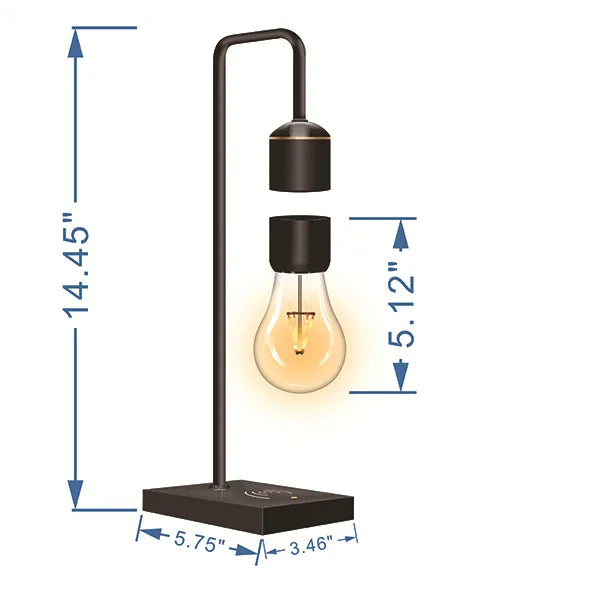 Magnetic Levitating Light Bulb – Wireless Floating LED Desk Lamp with Wood Base (Warm White)