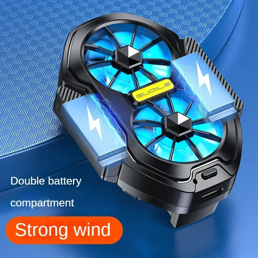 Dual Fan Phone Cooler – Universal Rechargeable Mobile Phone Ice Cooling Fan with Strong Airflow & Long-Lasting Battery