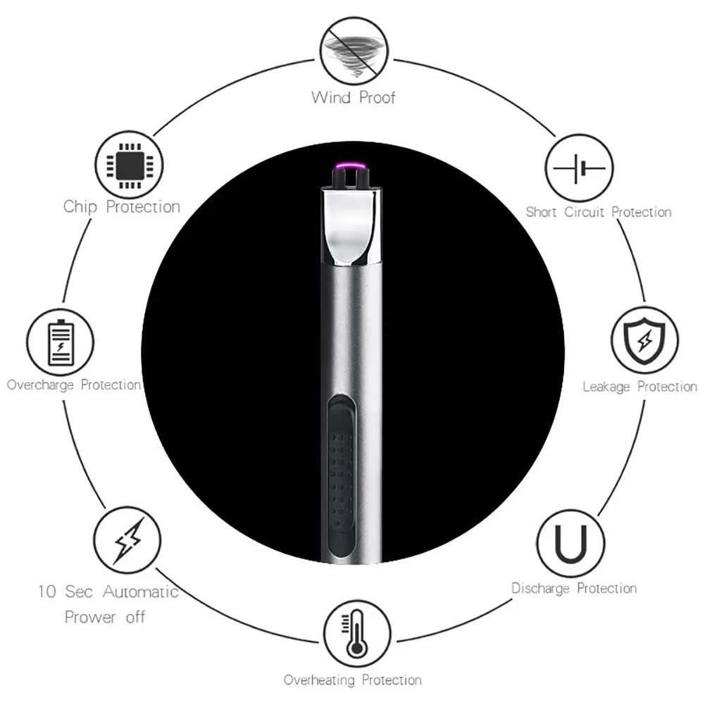 Mini USB Rechargeable Electric Pulse Flameless Arc Lighter – Windproof, Safe Candle & Gas Stove Ignition