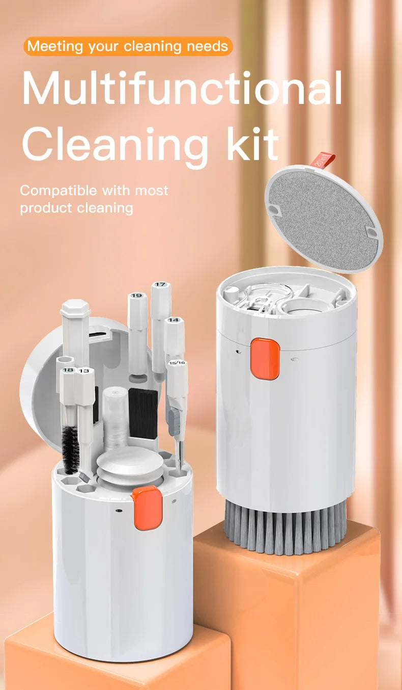 20-in-1 Digital Cleaning Kit – Headset, Keyboard, Camera & Phone Cleaner Set with Brushes & Storage Case