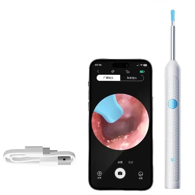 1-9 pezzi/set pulitore auricolare visivo con telecamera, bastoncini auricolari, ricarica USB, strumento per la rimozione del cerume, connessione Wi-Fi, 6 luci LED, strumento per la pulizia dell'orecchio