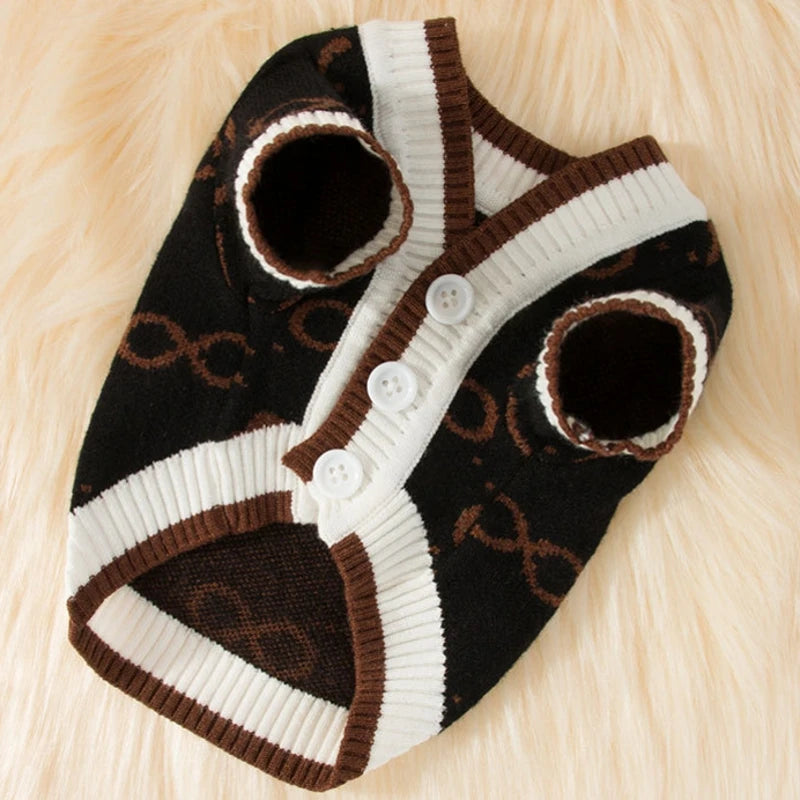 Luxury Knitted Winter Dog Sweater for Small Dogs – Warm Cardigan for Chihuahua & French Bulldog
