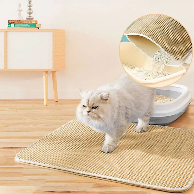 Waterproof Double-Layer Cat Litter Mat – Trapping Clean Pad for Litter Box | EVA Pet Mat for Cats