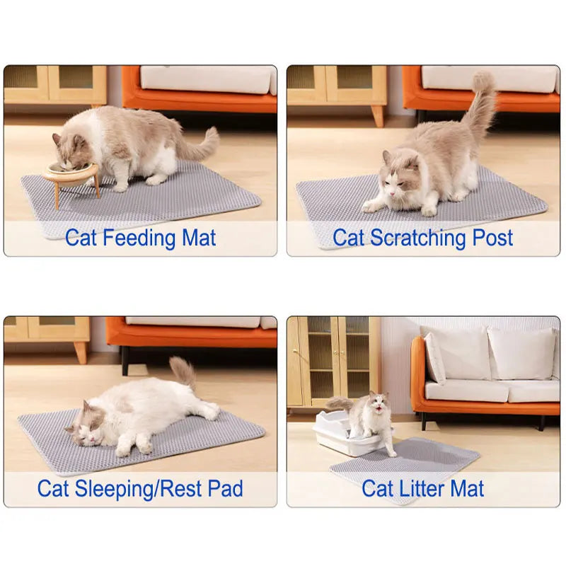 Waterproof Double-Layer Cat Litter Mat – Trapping Clean Pad for Litter Box | EVA Pet Mat for Cats