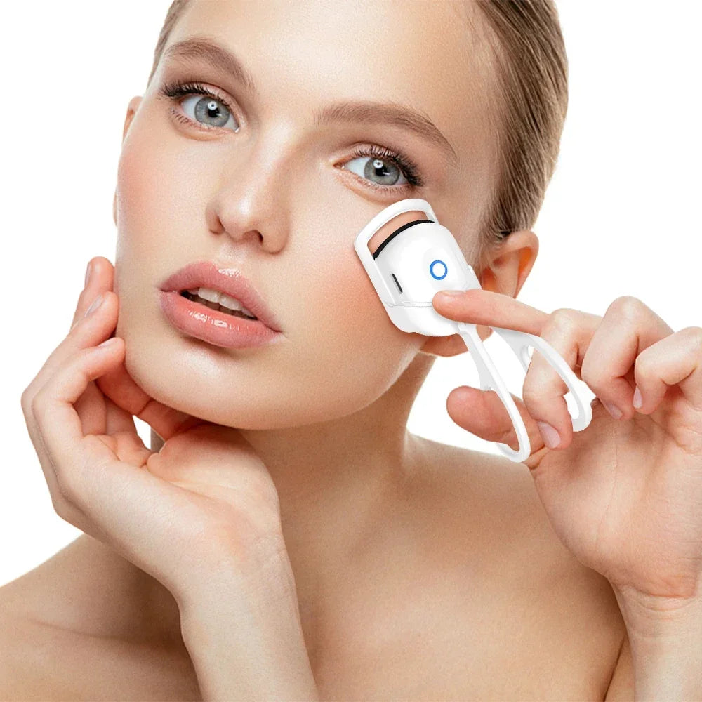 Portable Electric Heated Eyelash Curler – USB Rechargeable Lash Perm Tool with 2 Temperature Settings