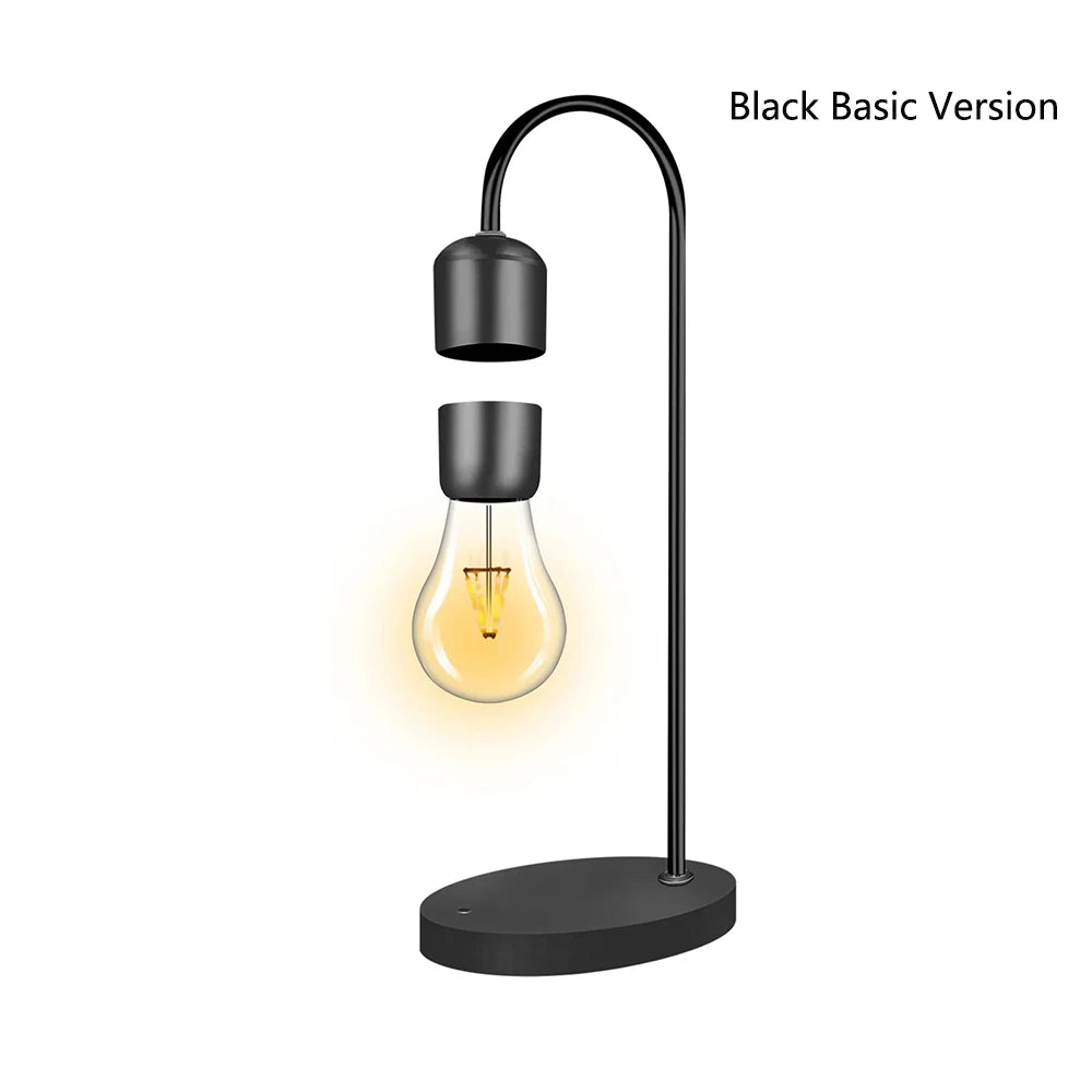 Magnetic Levitating Light Bulb – Wireless Floating LED Desk Lamp with Wood Base (Warm White)