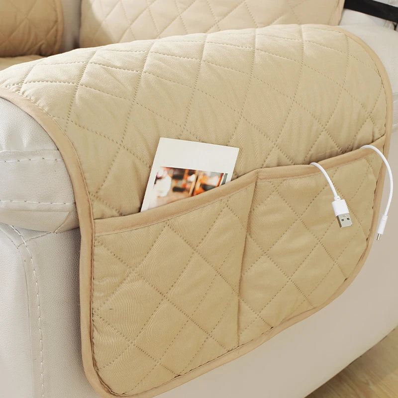 Waterproof Recliner Sofa Cover with Side Pockets - Solid Color, Removable, Machine Washable Furniture Protector for Living Room