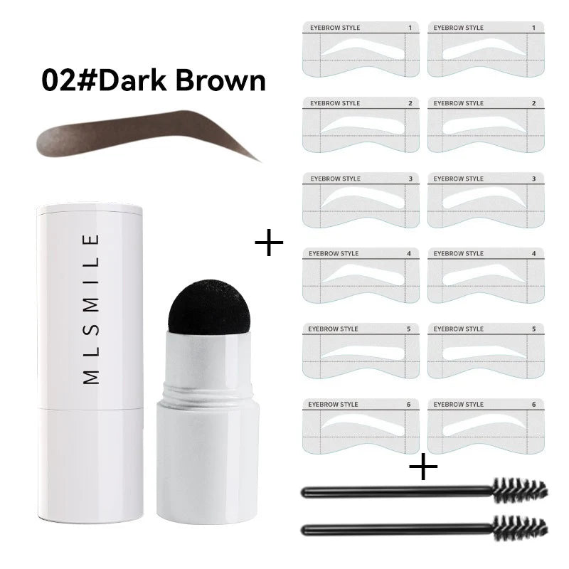 Waterproof Eyebrow Stamp Shaping Kit – Long-Lasting Powder with Templates & Brushes for Natural Brows