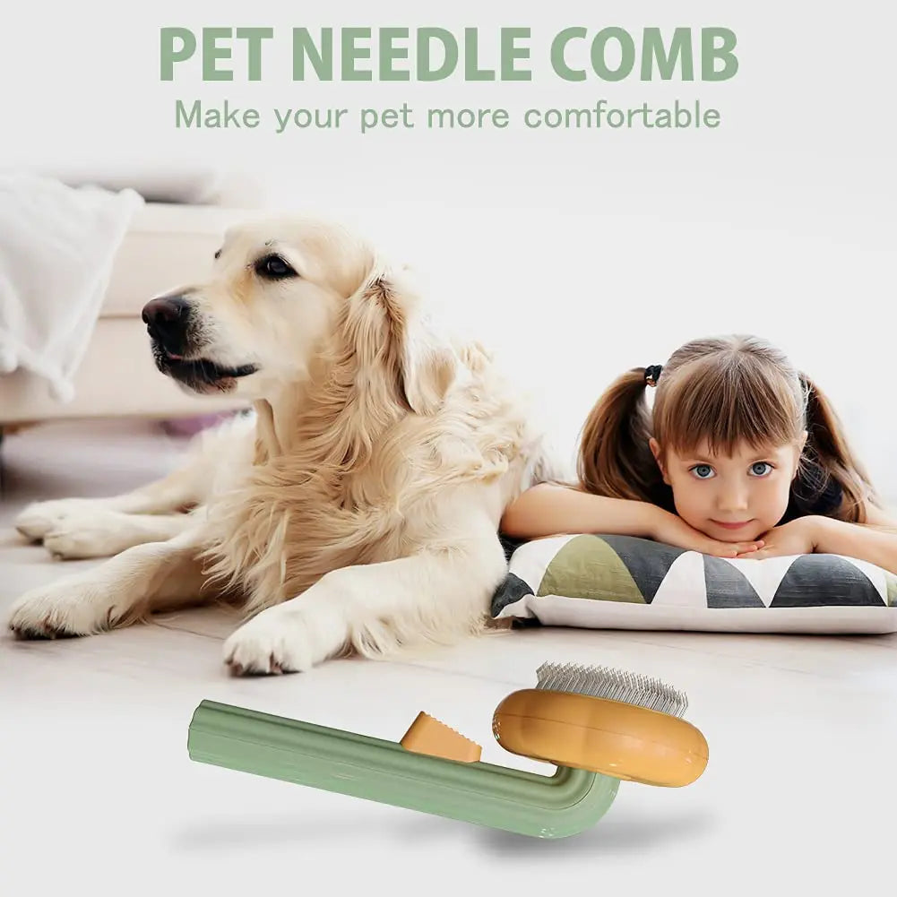 Pumpkin Pet Brush – Self-Cleaning Slicker Brush for Dogs & Cats, Removes Loose Undercoat & Tangles, Gentle Grooming Comb