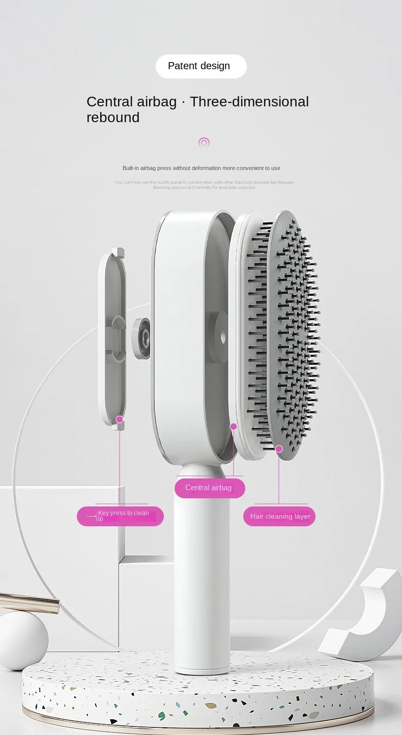 Self Cleaning Hair Brush for Women – One-Key Hair Loss Prevention & Scalp Massage Comb