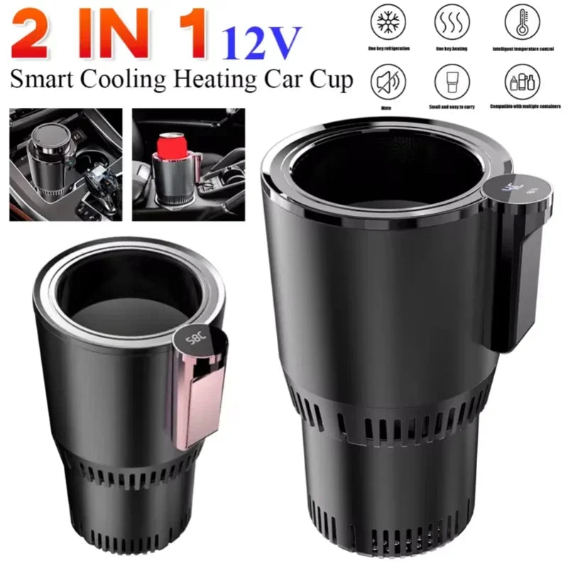 Smart 2-in-1 Car Hot & Cold Cup Holder – Fast Heating & Cooling Drink Warmer/Chiller with Touch Screen Control
