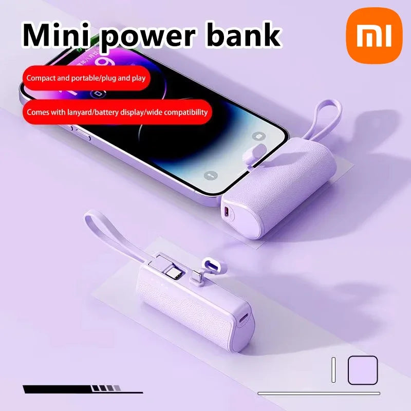 Xiaomi 50000mAh Mini Capsule Power Bank – Fast Charging with Built-in Lanyard, Type-C & Lightning Output