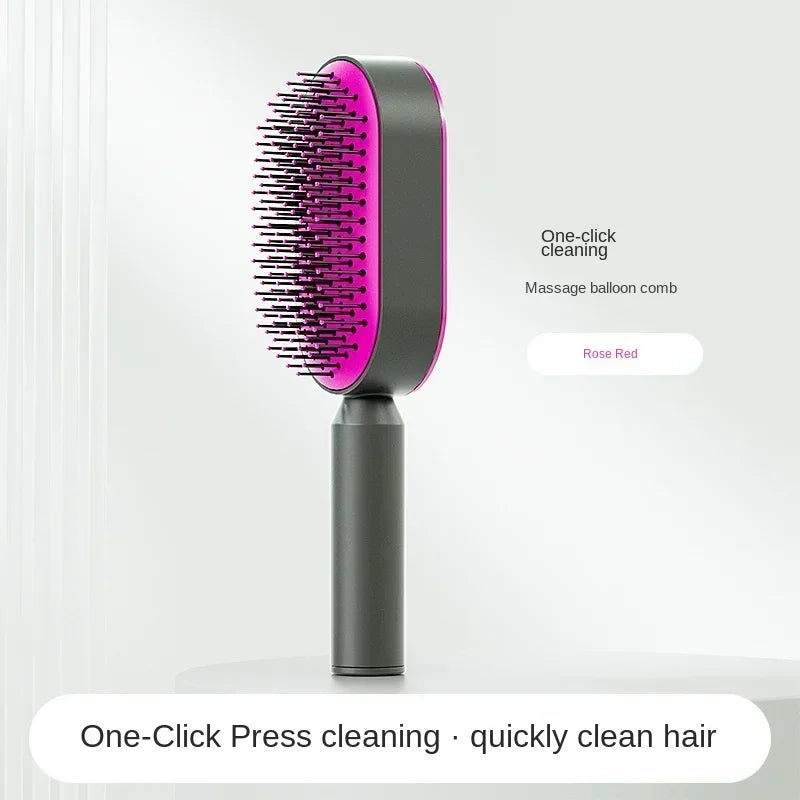 Self Cleaning Hair Brush for Women – One-Key Hair Loss Prevention & Scalp Massage Comb