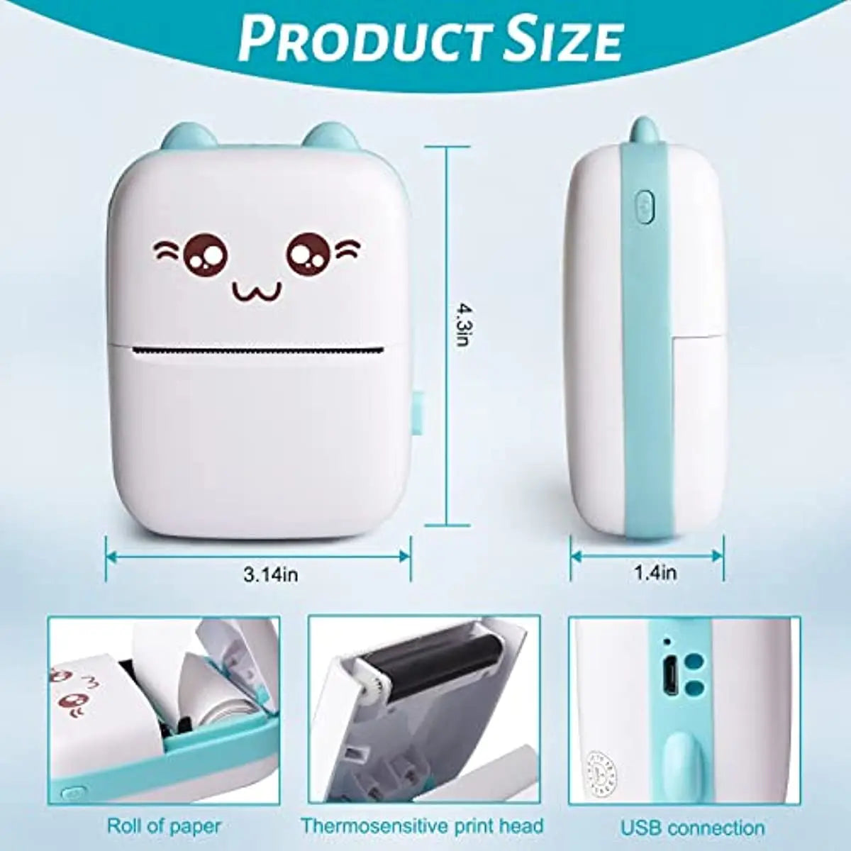Mini Photo Pocket Printer – Portable Ink-Free Thermal 57mm Sticker Printer, Wireless Bluetooth 200dpi for Android & iOS