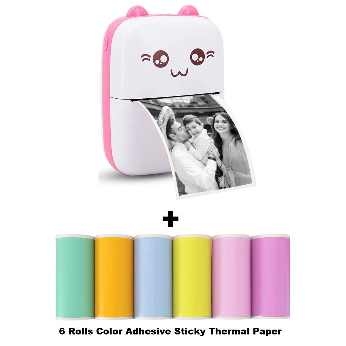 Mini Photo Pocket Printer – Portable Ink-Free Thermal 57mm Sticker Printer, Wireless Bluetooth 200dpi for Android & iOS