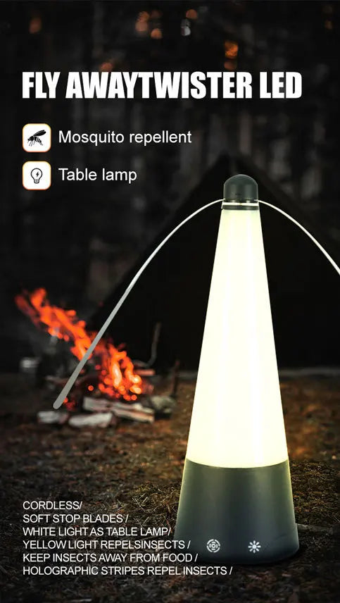 LED Fly Repellent Fan – Portable Insect Repeller for Outdoor Dining, USB/Battery Powered