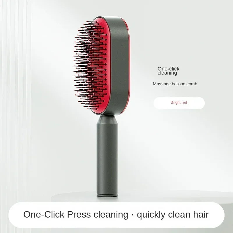 Self Cleaning Hair Brush for Women – One-Key Hair Loss Prevention & Scalp Massage Comb