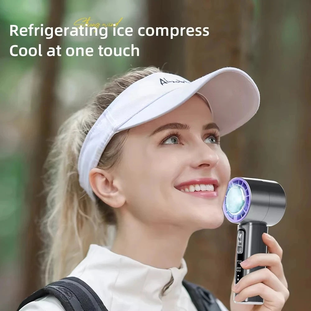 High-Speed Semiconductor Refrigeration Handheld Fan – 4000mAh USB Rechargeable Portable Outdoor Mini Fan