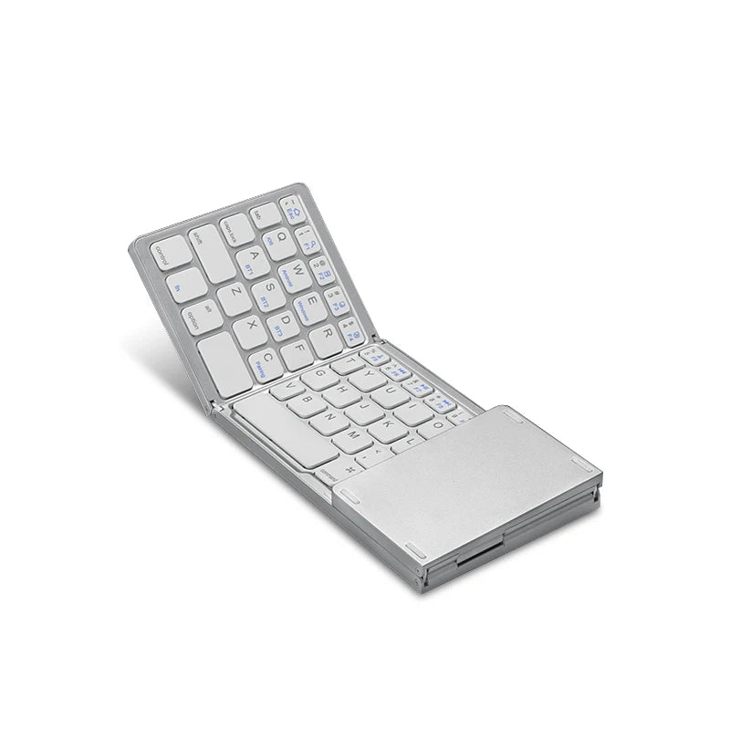HUWEI Mini Folding Wireless Bluetooth Keyboard with Touchpad – Portable 64-Key Rechargeable Keyboard for Windows, Android, iOS, Russian, Spanish, Arabic, Hebrew, Portuguese