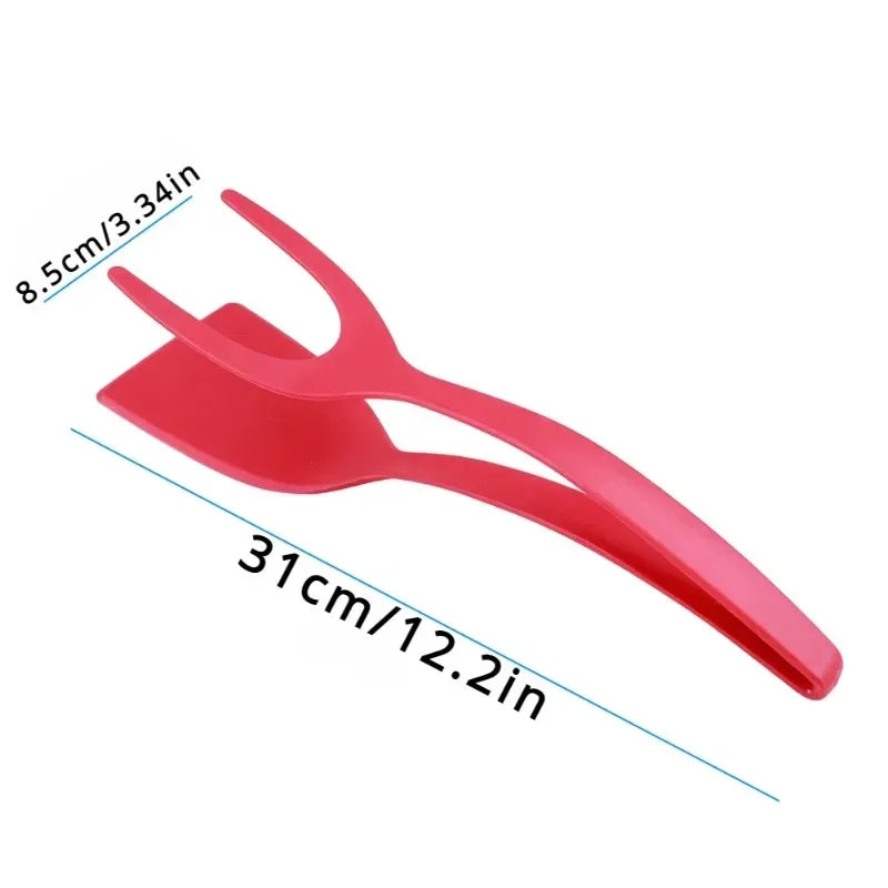 2-in-1 Grip Flip Spatula Tongs – Non-Stick Nylon Cooking Tool for Eggs, Pancakes, Omelets, Fish, and More