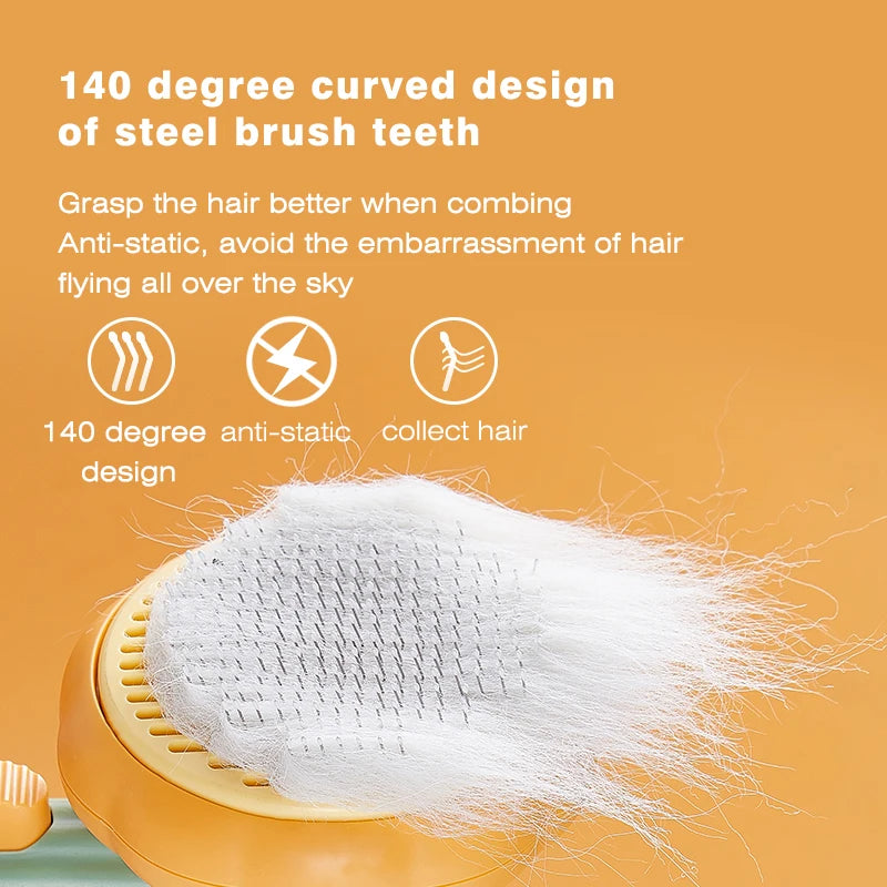 Pumpkin Pet Brush – Self-Cleaning Slicker Brush for Dogs & Cats, Removes Loose Undercoat & Tangles, Gentle Grooming Comb