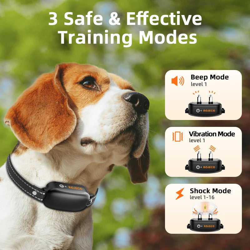 Electric Dog Training Collar – IPX7 Waterproof, 1000M Remote, Rechargeable Anti-Bark Shock & Vibration Collar for All Dogs