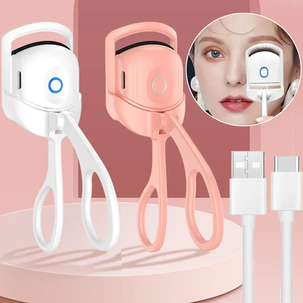 Portable Electric Heated Eyelash Curler – USB Rechargeable Lash Perm Tool with 2 Temperature Settings
