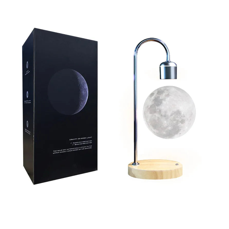 Magnetic Levitating Light Bulb – Wireless Floating LED Desk Lamp with Wood Base (Warm White)