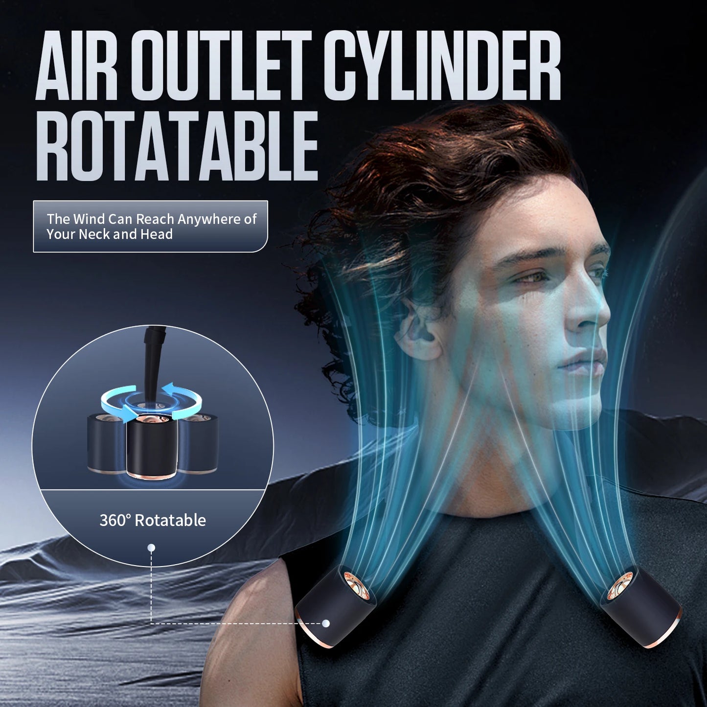 Portable Mini Neck Fan – 4000mAh USB Rechargeable Wearable Bladeless Cooling Fan for Summer, Sports, and Travel