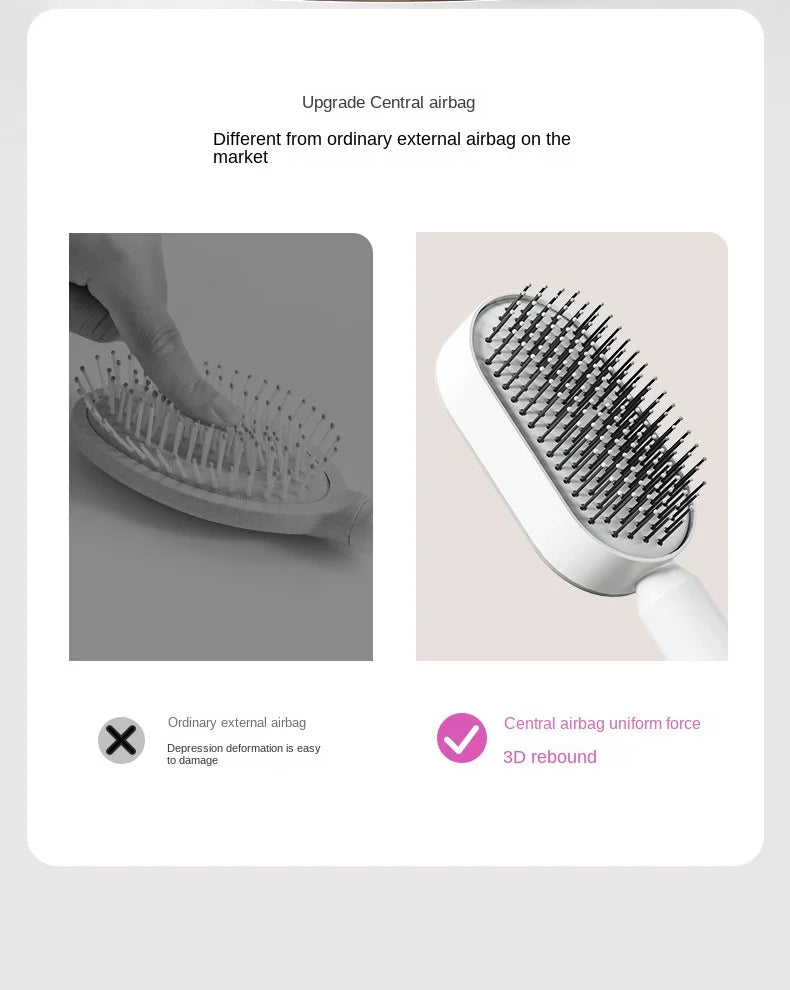 Self Cleaning Hair Brush for Women – One-Key Hair Loss Prevention & Scalp Massage Comb