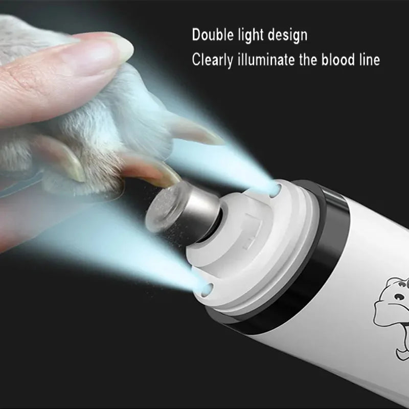 Electric Pet Nail Grinder with LED Light - USB Rechargeable Nail Clippers & Grooming Trimmer for Cats and Dogs