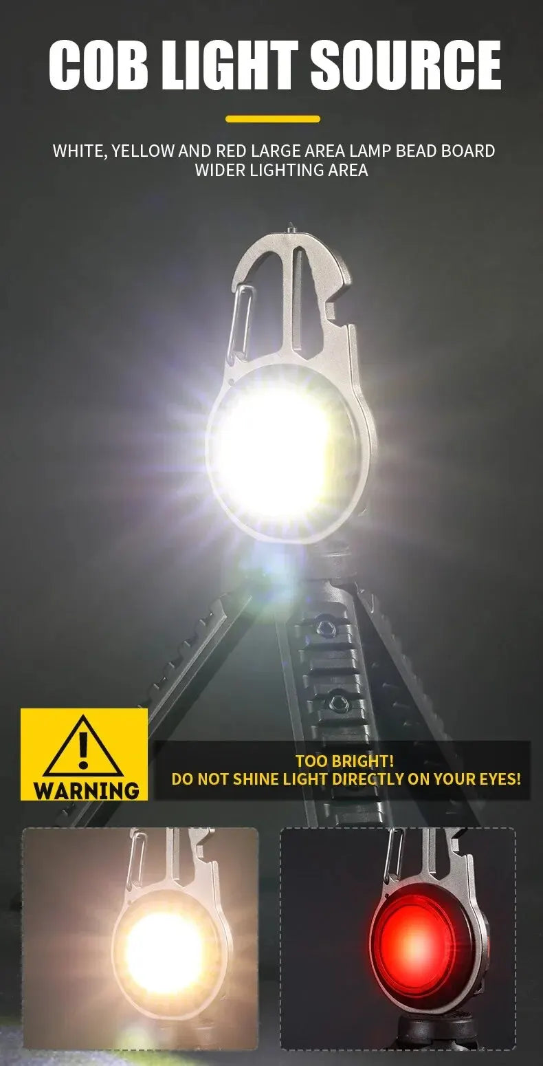 Mini Magnetic LED Work Light – Portable COB Flashlight & Emergency Keychain Tool (500LM)