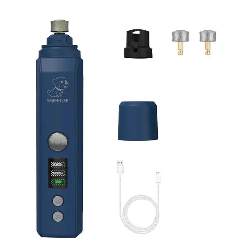 Quiet Electric Dog & Cat Nail Grinder with LED Light – Rechargeable Pet Nail Trimmer for Painless Grooming**