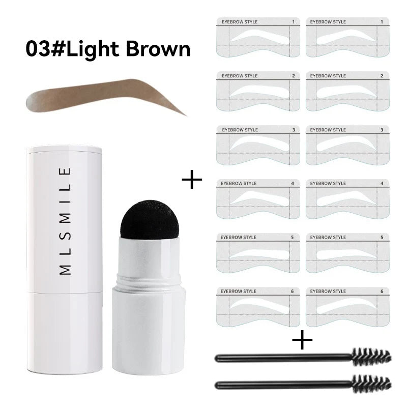 Waterproof Eyebrow Stamp Shaping Kit – Long-Lasting Powder with Templates & Brushes for Natural Brows