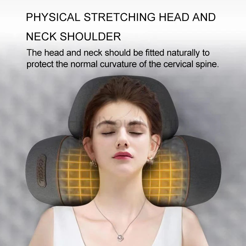 Electric Neck Massager Pillow – Heated Memory Foam Vibration Pillow for Cervical Spine Support & Sleep Relief