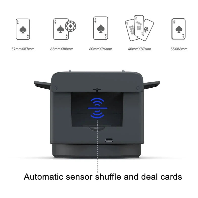 360° Rotating Automatic Card Shuffle Dealer Machine – 2-in-1 Shuffling & Dealing Tool for Poker, Party Games, and Outdoor Use