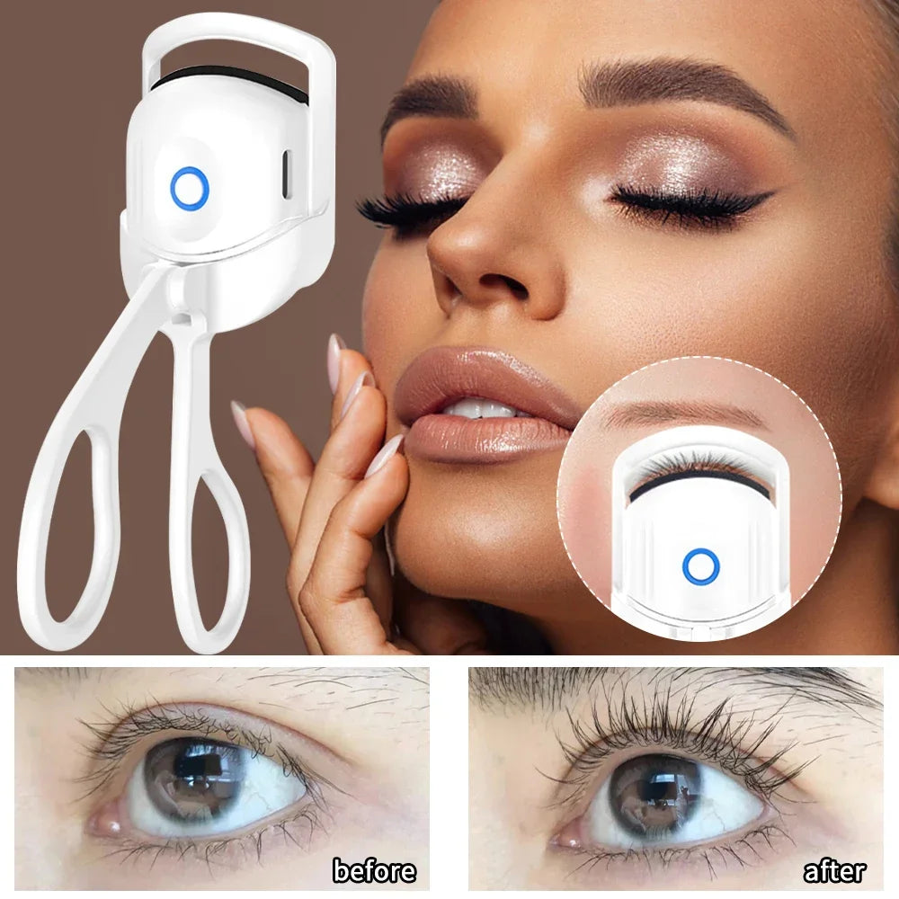 Portable Electric Heated Eyelash Curler – USB Rechargeable Lash Perm Tool with 2 Temperature Settings