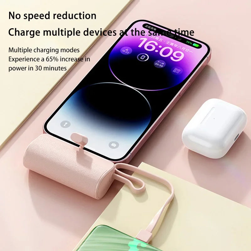Xiaomi 50000mAh Mini Capsule Power Bank – Fast Charging with Built-in Lanyard, Type-C & Lightning Output
