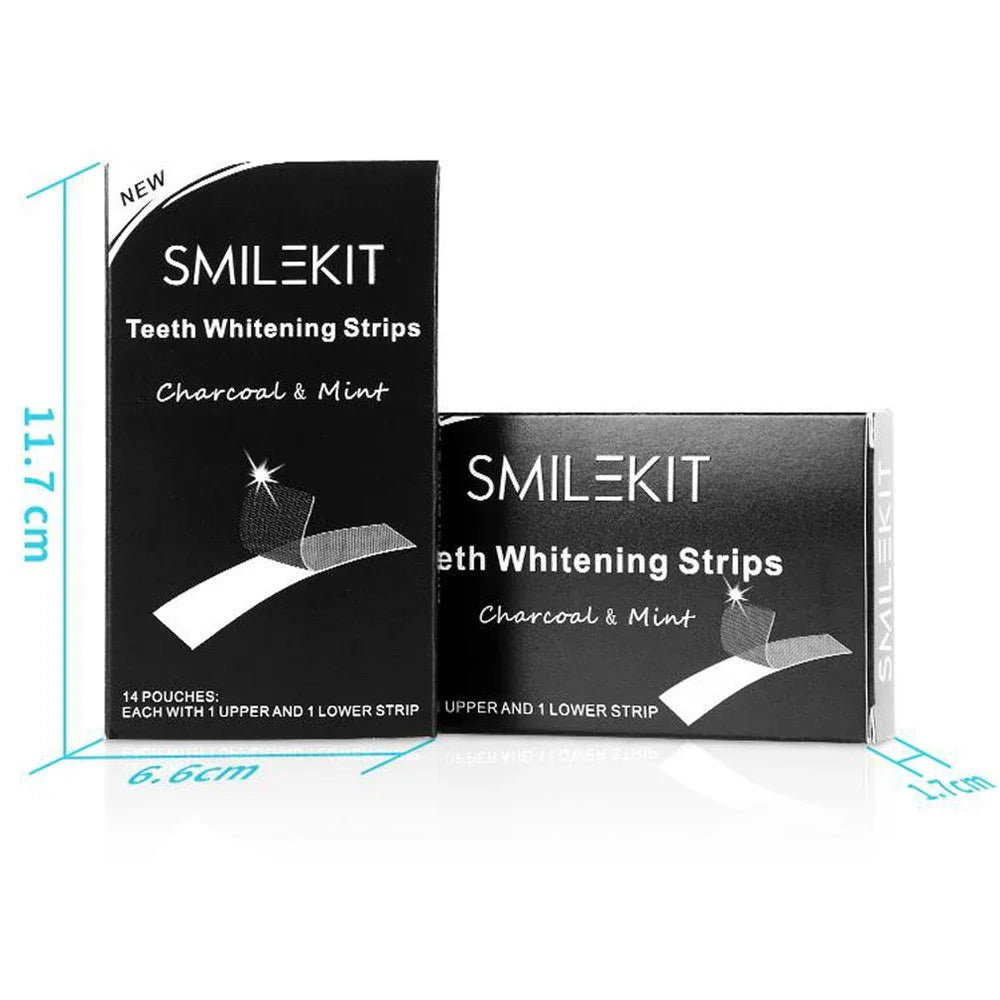 Charcoal Teeth Whitening Strips – 14pcs Kit for Stain Removal from Coffee, Tea & More | Dental Whitening for Men & Women