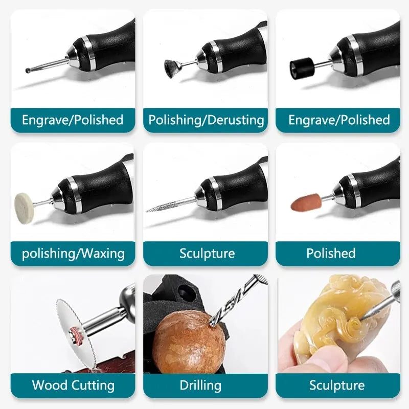 Cordless USB Rotary Tool Kit - Mini Wireless Drill & Engraving Pen for Wood, Jewelry, Metal, Glass & DIY Projects